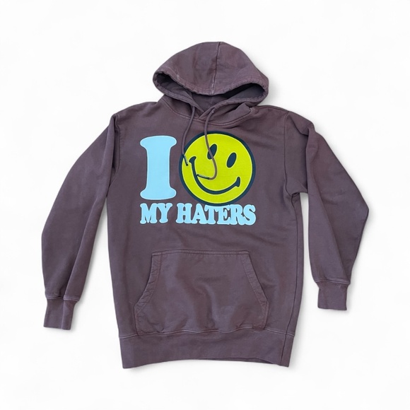 MARKET SMILEY HATERS HOODIE Brown with Smiley Graphic Men’s Sz M MSRP $98 - Picture 1 of 8